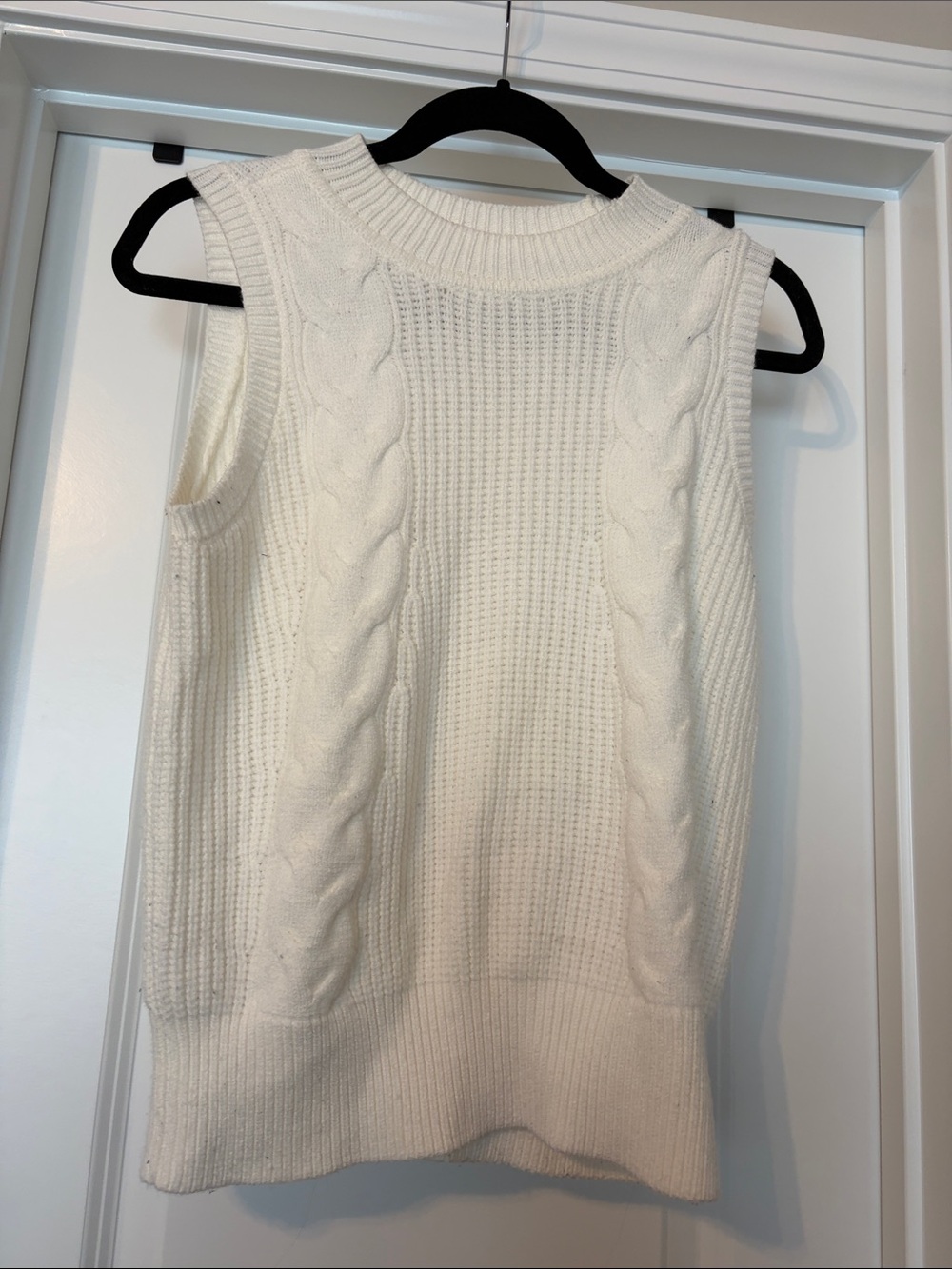 Cyrus Cream Cable-Knit Sleeveless Sweater Top